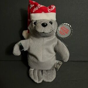 Coca-Cola Collectible‎ Plush Seal Bean Bag Christmas Hat Coke Bottle New
